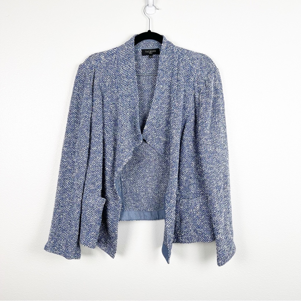 Talbots Tweed Open Front Blazer Blue Sz 2X